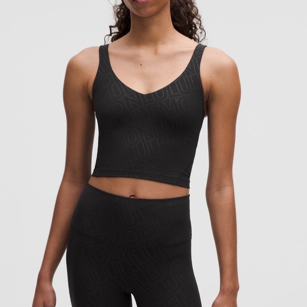 🍋 lululemon Align Tank light support A/B linear wordmark emboss black size 12